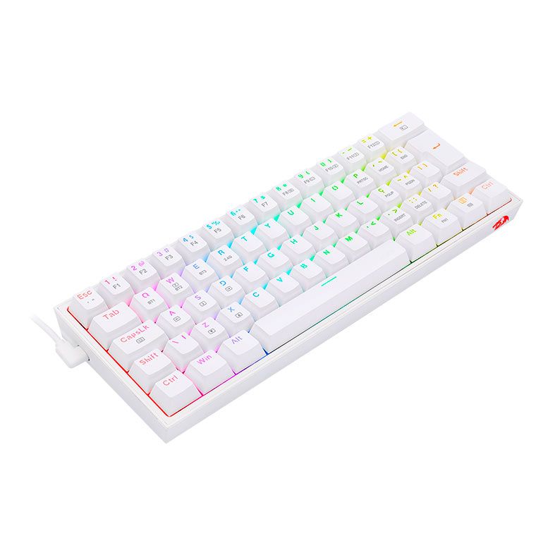 Teclado Mecanico Gamer Redragon Fizz Pro, RGB, Wireless, Switch Brown, Branco, K616-RGB-W-BROWN