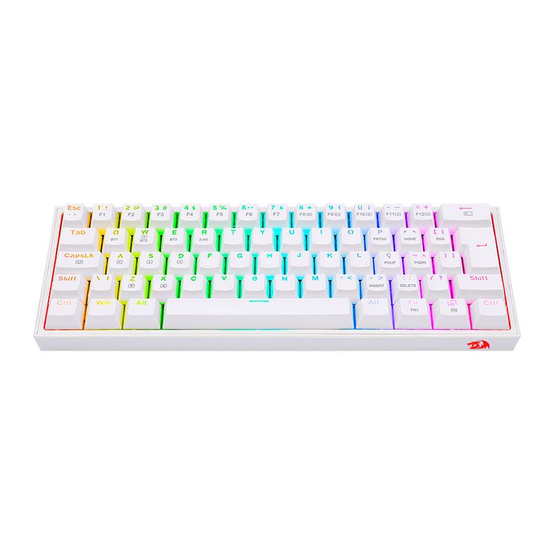Teclado Mecanico Gamer Redragon Fizz Pro, RGB, Wireless, Switch Brown, Branco, K616-RGB-W-BROWN