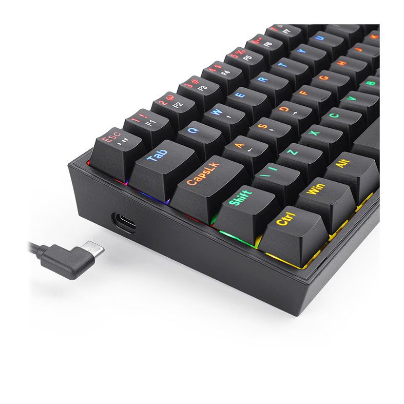Teclado Mecanico Gamer Redragon Fizz, Rainbow, Switch Azul, Preto, K617-R-B PT-BLUE