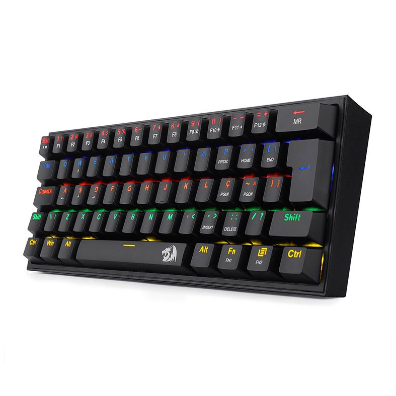 Teclado Mecanico Gamer Redragon Fizz, Rainbow, Switch Azul, Preto, K617-R-B PT-BLUE