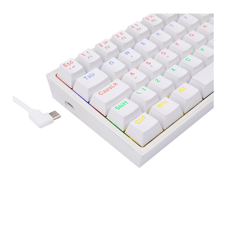 Teclado Mecanico Gamer Redragon FIZZ, RAINBOW, ABNT2, Switch Marron, Branco, K617-R-W-PT-BROWN