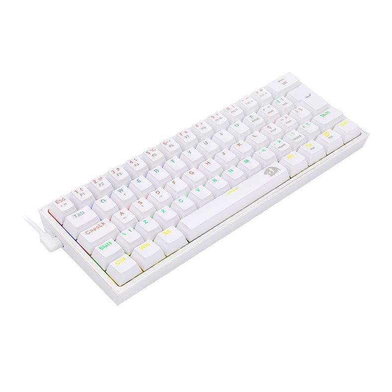 Teclado Mecanico Gamer Redragon FIZZ, RAINBOW, ABNT2, Switch Marron, Branco, K617-R-W-PT-BROWN