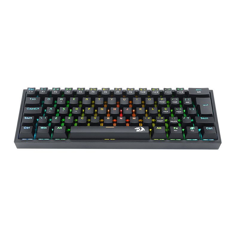 Teclado Mecanico Gamer Redragon FIZZ, RGB, ABNT2, Switch Marron, Preto, K617-RGB-B-PT-BROWN