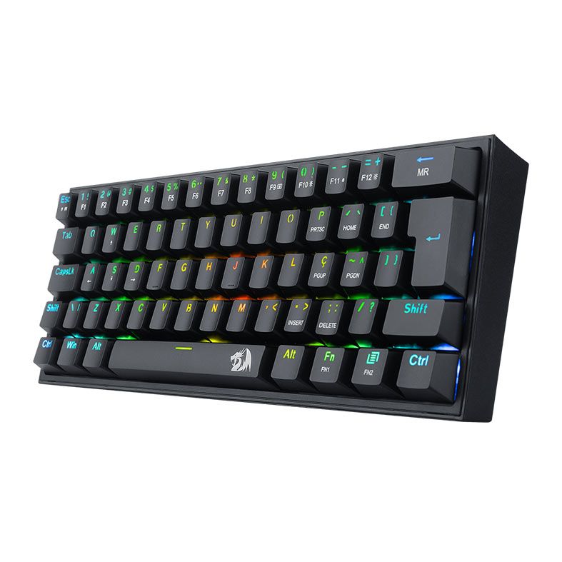 Teclado Mecanico Gamer Redragon FIZZ, RGB, ABNT2, Switch Marron, Preto, K617-RGB-B-PT-BROWN