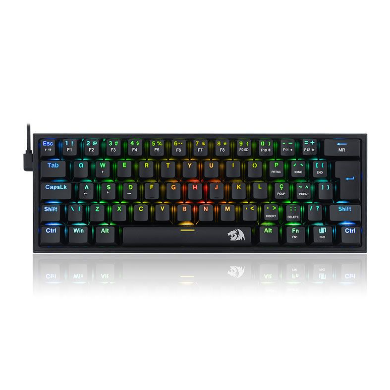Teclado Mecanico Gamer Redragon FIZZ, RGB, ABNT2, Switch Marron, Preto, K617-RGB-B-PT-BROWN
