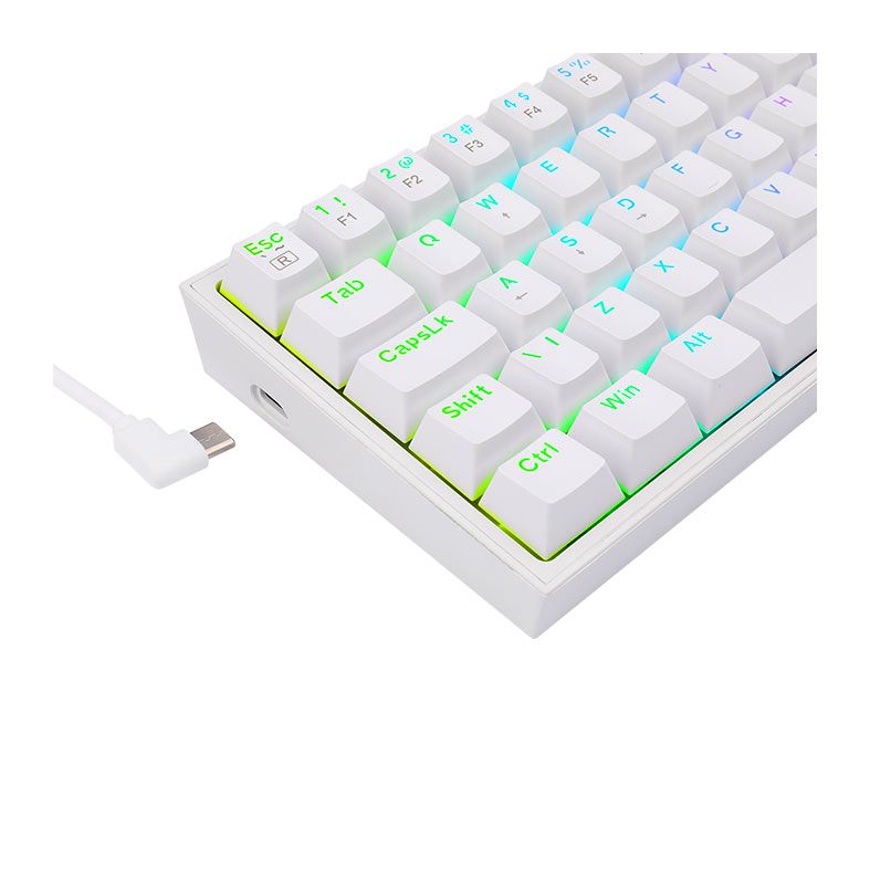 Teclado Mecanico Redragon Fizz, RGB, ABNT2, Compacto, Switch Azul, Branco, K617-RGB-W