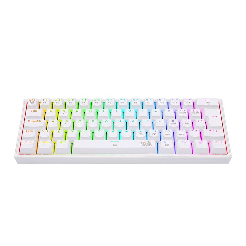 Teclado Mecanico Redragon Fizz, RGB, ABNT2, Compacto, Switch Azul, Branco, K617-RGB-W
