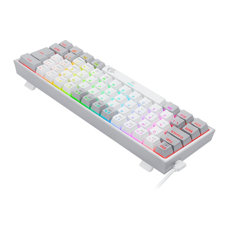 Teclado Mecanico Gamer Redragon Fizz, RGB, Compacto, Switch Blue, Branco e Cinza, K617-RGB-WG