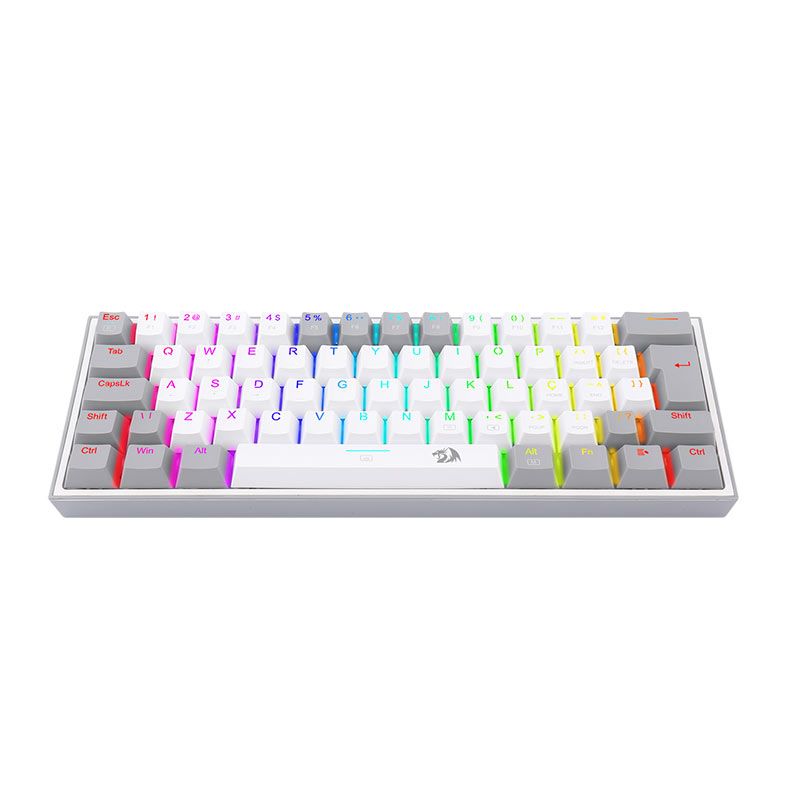 Teclado Mecanico Gamer Redragon Fizz, RGB, Compacto, Switch Blue, Branco e Cinza, K617-RGB-WG