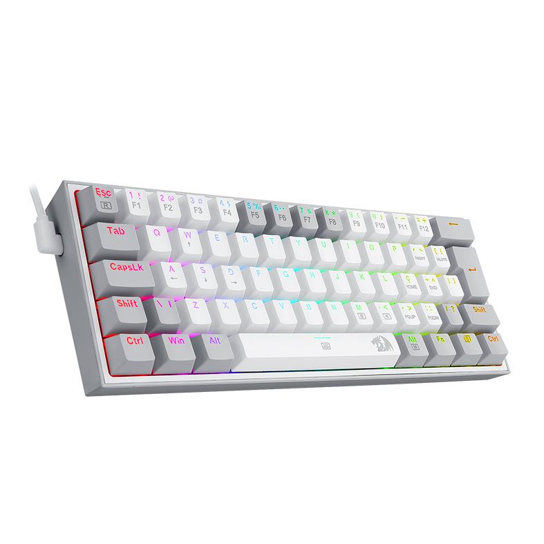 Teclado Mecanico Gamer Redragon Fizz, RGB, Compacto, Switch Blue, Branco e Cinza, K617-RGB-WG