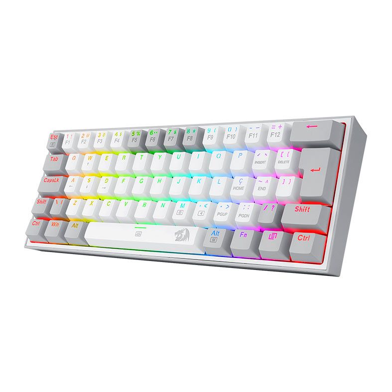 Teclado Mecanico Gamer Redragon Fizz, RGB, Compacto, Switch Blue, Branco e Cinza, K617-RGB-WG