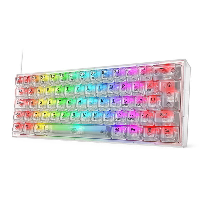 Teclado Mecanico Redragon Fizz, RGB, Switch Crystal, Transparente, K617CT-RGB