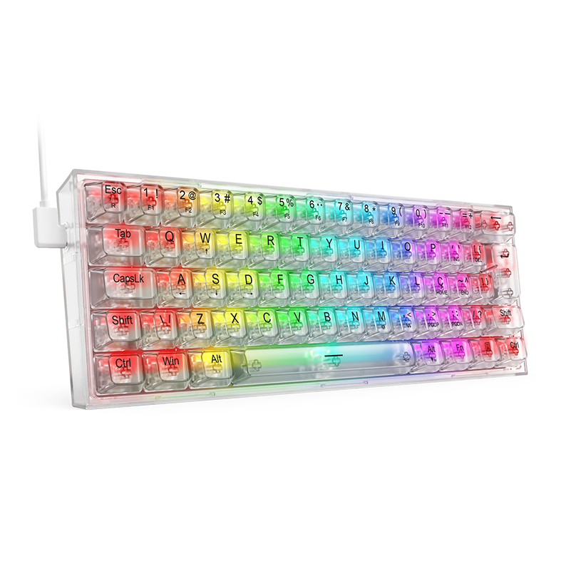 Teclado Mecanico Redragon Fizz, RGB, Switch Crystal, Transparente, K617CT-RGB