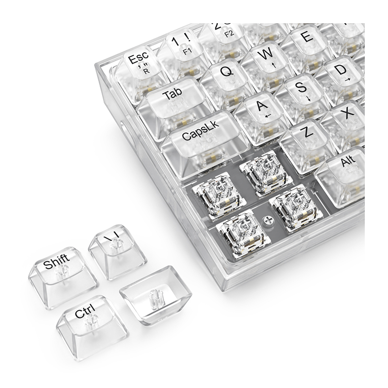 Teclado Mecanico Redragon Fizz, RGB, Switch Crystal, Transparente, K617CT-RGB
