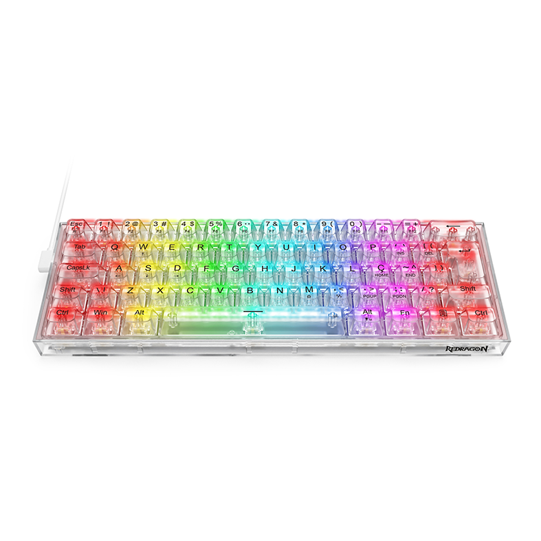Teclado Mecanico Redragon Fizz, RGB, Switch Crystal, Transparente, K617CT-RGB