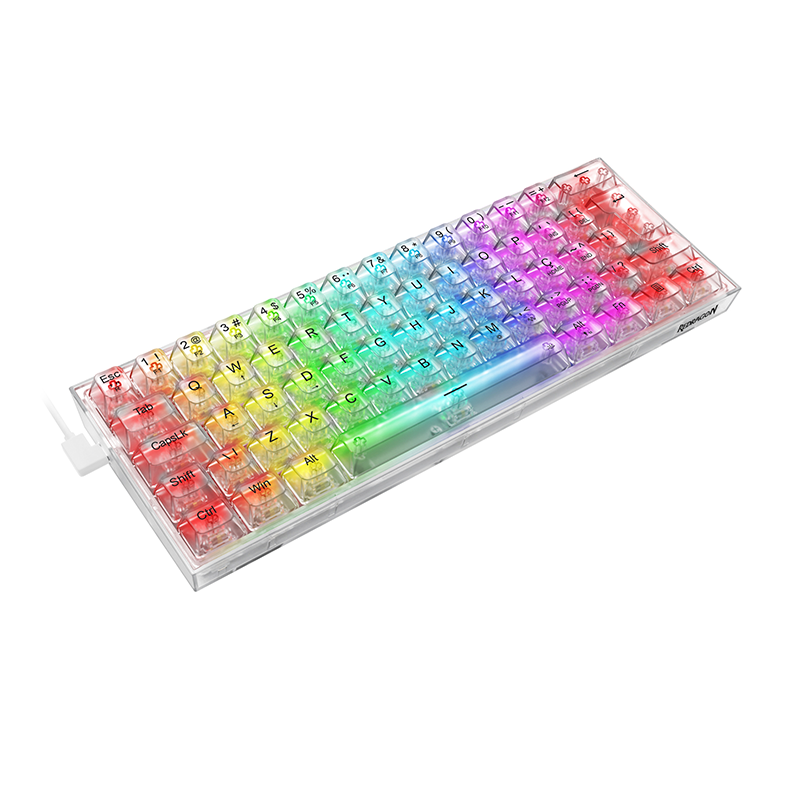 Teclado Mecanico Redragon Fizz, RGB, Switch Crystal, Transparente, K617CT-RGB
