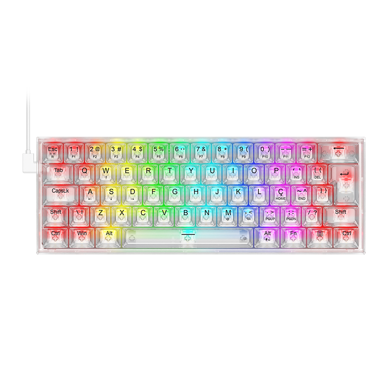 Teclado Mecanico Redragon Fizz, RGB, Switch Crystal, Transparente, K617CT-RGB