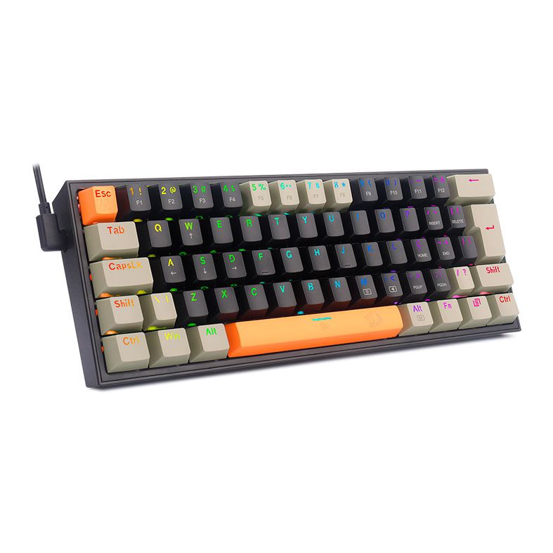Teclado Mecanico Gamer Redragon Fizz, RGB, Switch Marrom, Preto, K617RGB-OG-BK-GY