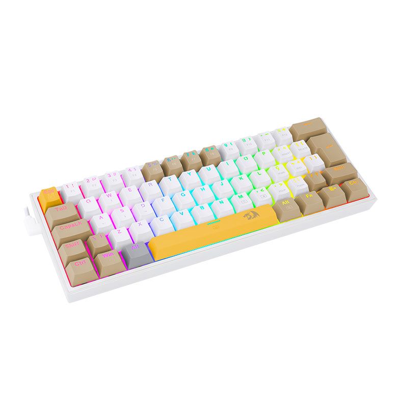 Teclado Mecanico Gamer Redragon Fizz, RGB, Switch Marrom, Branco, K617RGB-YL-WT-GY