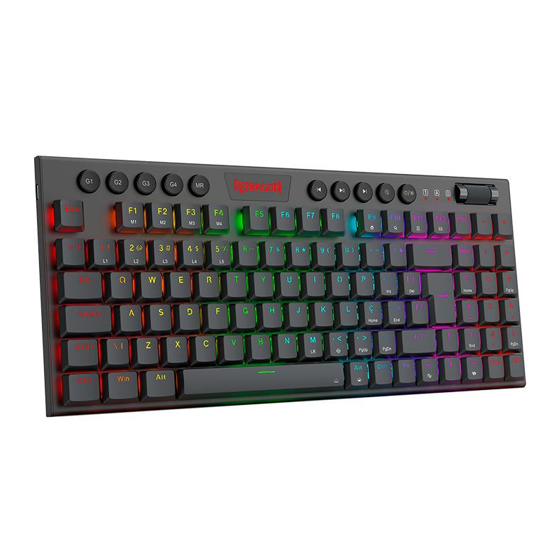 Teclado Mecanico Gamer Redragon Yi TKL, RGB, Switch Marrom, USB, Preto, K625P-KB