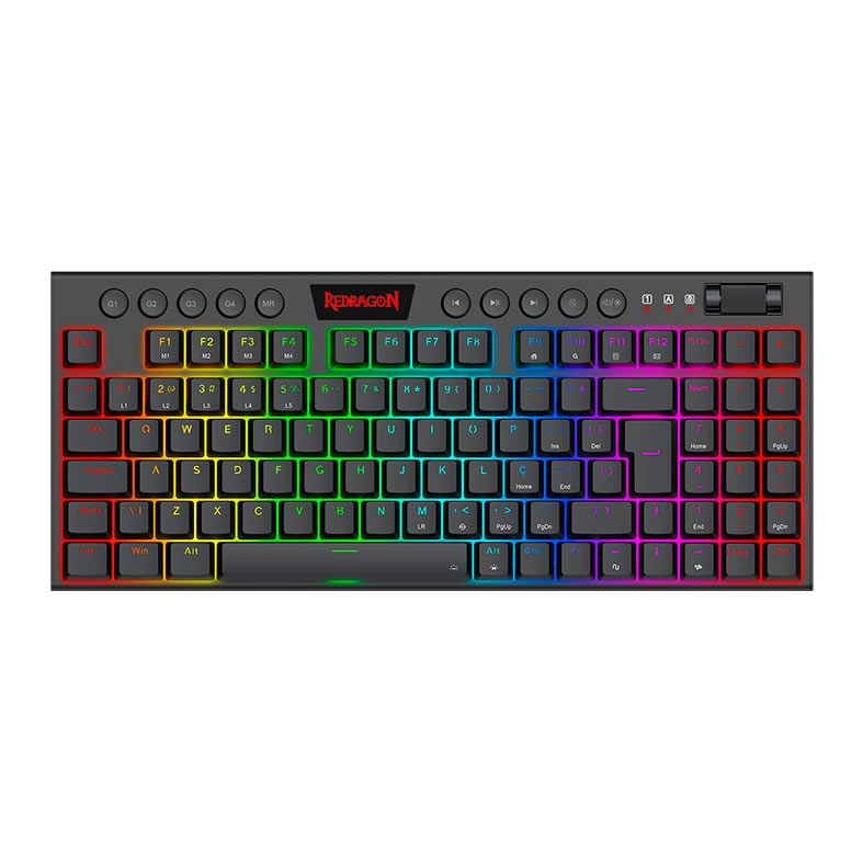 Teclado Mecanico Gamer Redragon Yi TKL, RGB, Switch Marrom, USB, Preto, K625P-KB