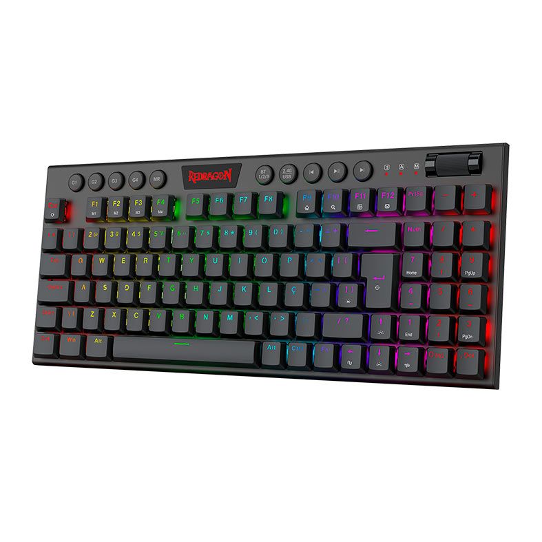Teclado Mecanico Redragon Yi Pro, RGB, Switch Brown, Wireless, Preto, K625P-KBS-PT-BROWN
