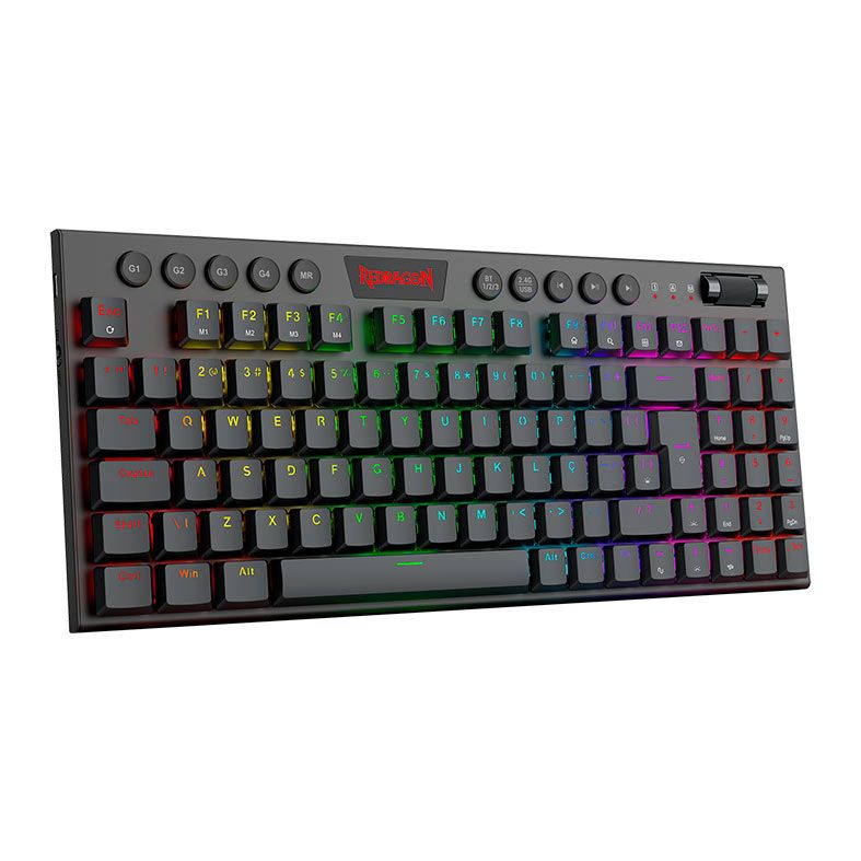 Teclado Mecanico Redragon Yi Pro, RGB, Switch Brown, Wireless, Preto, K625P-KBS-PT-BROWN