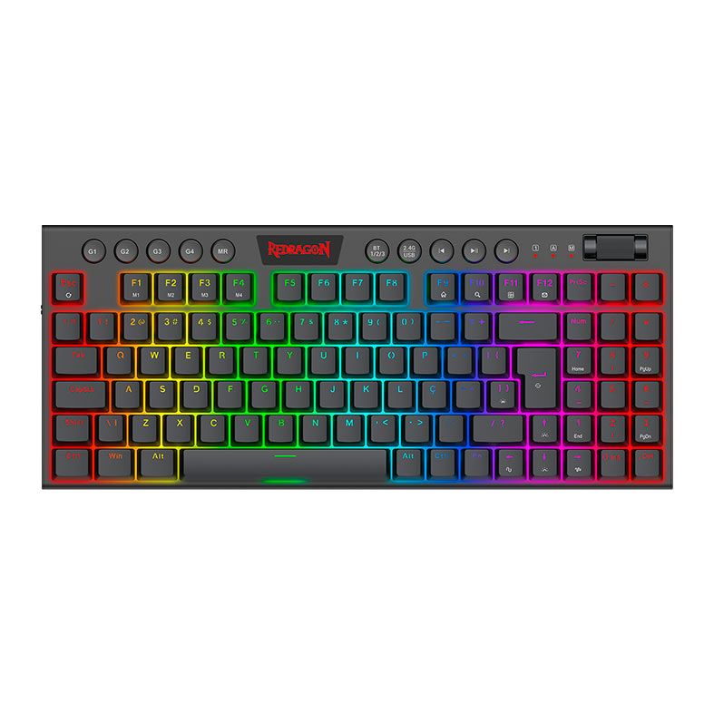Teclado Mecanico Redragon Yi Pro, RGB, Switch Brown, Wireless, Preto, K625P-KBS-PT-BROWN