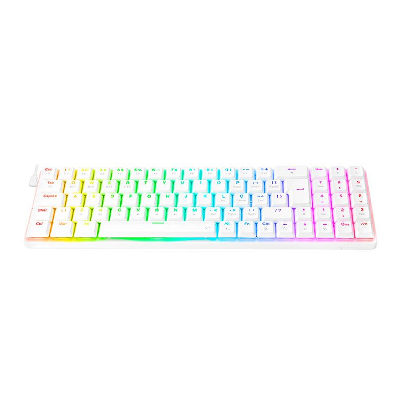 Teclado Mecanico Gamer Redragon Ashe Pro, RGB, Wireless, Switch Brown, Branco, K626P-KBS-W