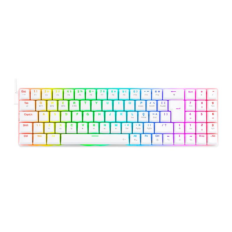 Teclado Mecanico Gamer Redragon Ashe Pro, RGB, Wireless, Switch Brown, Branco, K626P-KBS-W