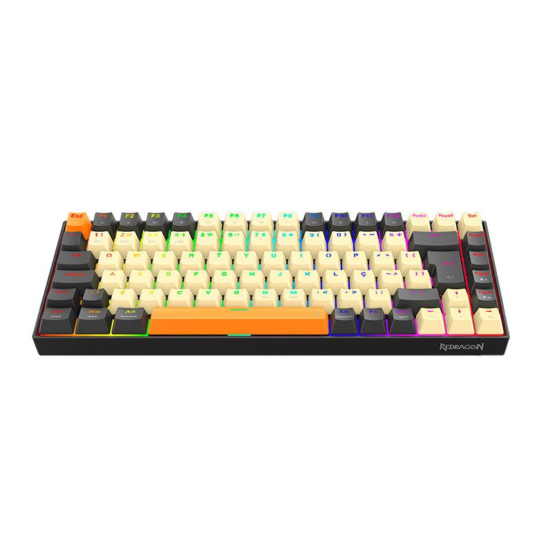 Teclado Mecanico Redragon Phantom Pro, RGB, Switch Marrom, Cinza e Creme, K629CGO-PRO-M-PT-BROWN