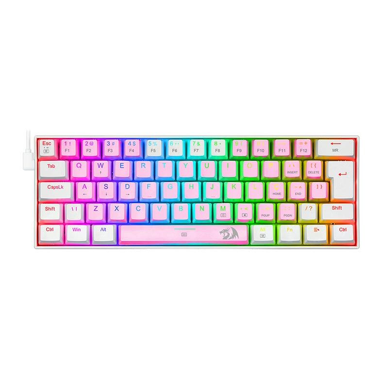 Teclado Mecanico Gamer Redragon Dragonborn, RGB, Switch Marrom, Rosa e Branco, K630PW-RGB-PT-BROWN
