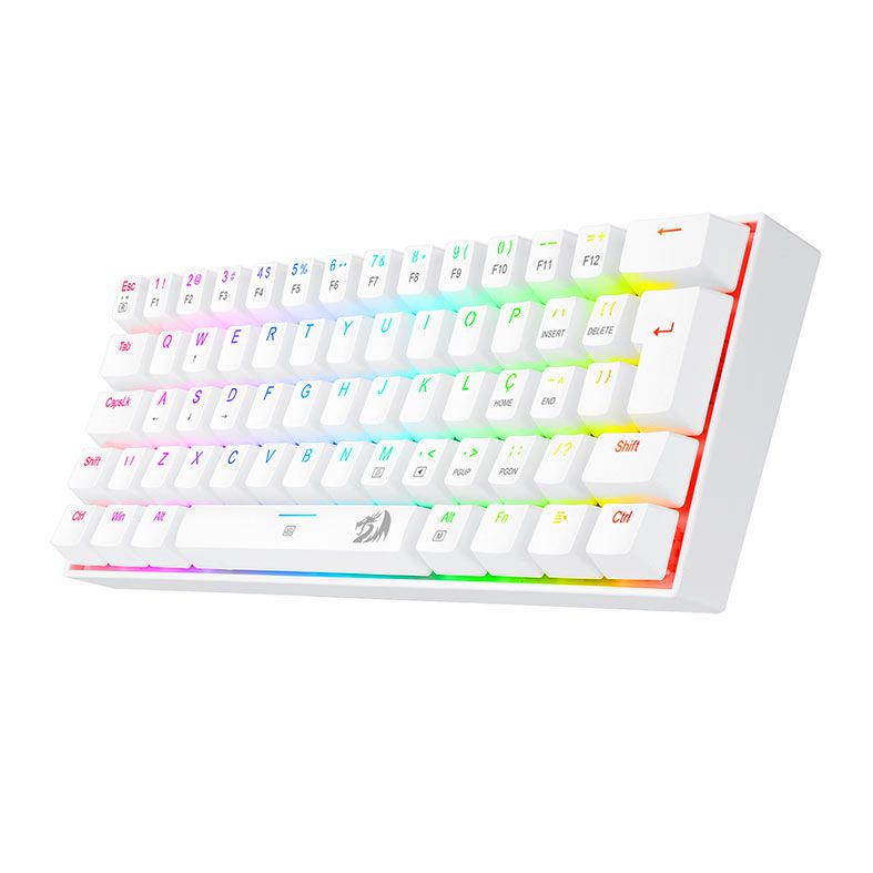 Teclado Mecanico Gamer Redragon Dragonborn, RGB, ABNT2, Switch Blue, Branco, K630W-RGB-PT-BLUE