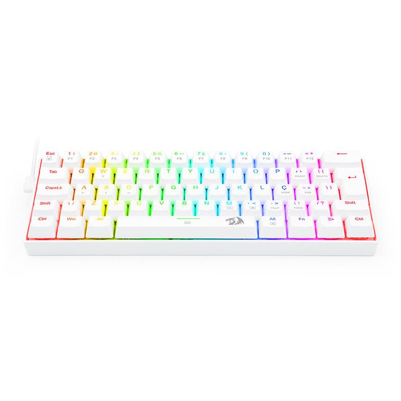 Teclado Mecanico Gamer Redragon Dragonborn, RGB, ABNT2, Switch Blue, Branco, K630W-RGB-PT-BLUE