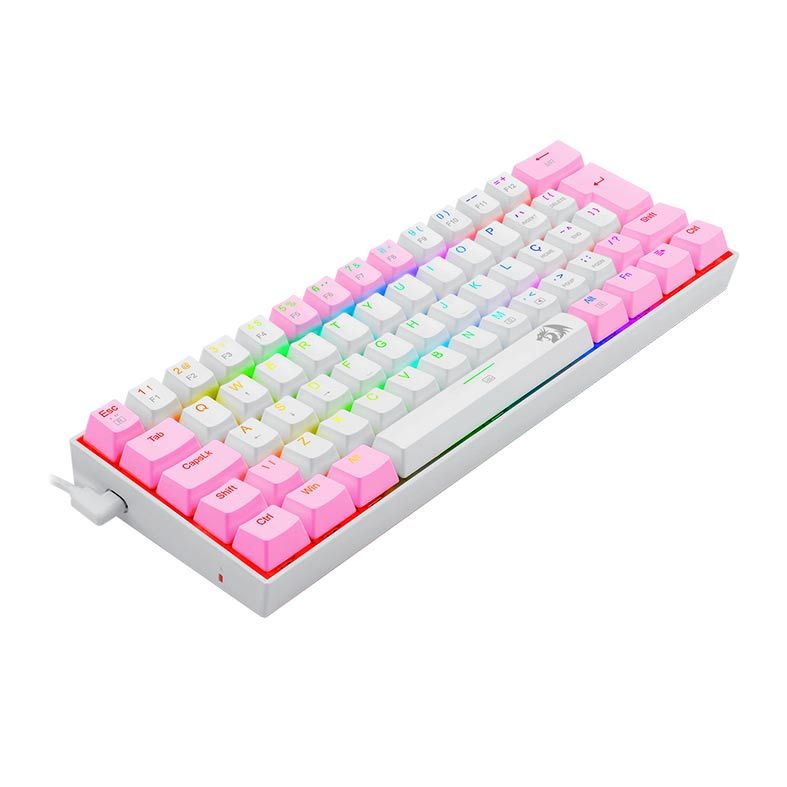 Teclado Mecanico Gamer Redragon Dragonborn, RGB, Switch Azul, Branco e Rosa, K630WP-RGB-PT-BLUE