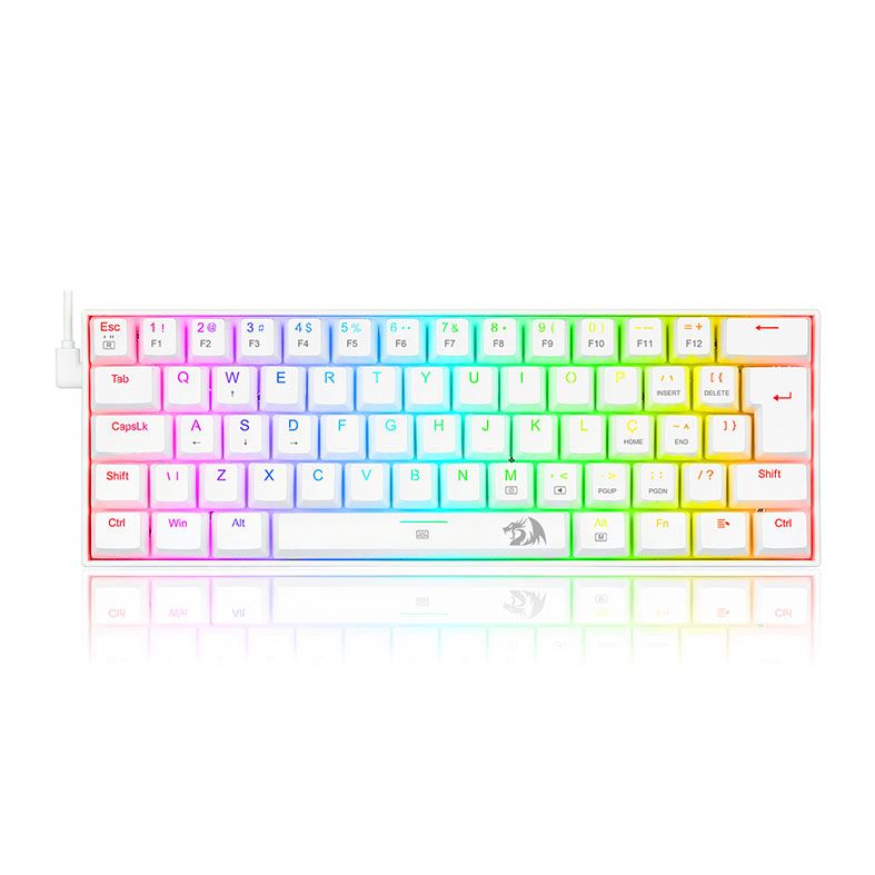 Teclado Mecanico Gamer Redragon Dragonborn, RGB, ABNT2, Switch Red, Branco, K630W-RGB-PT-RED