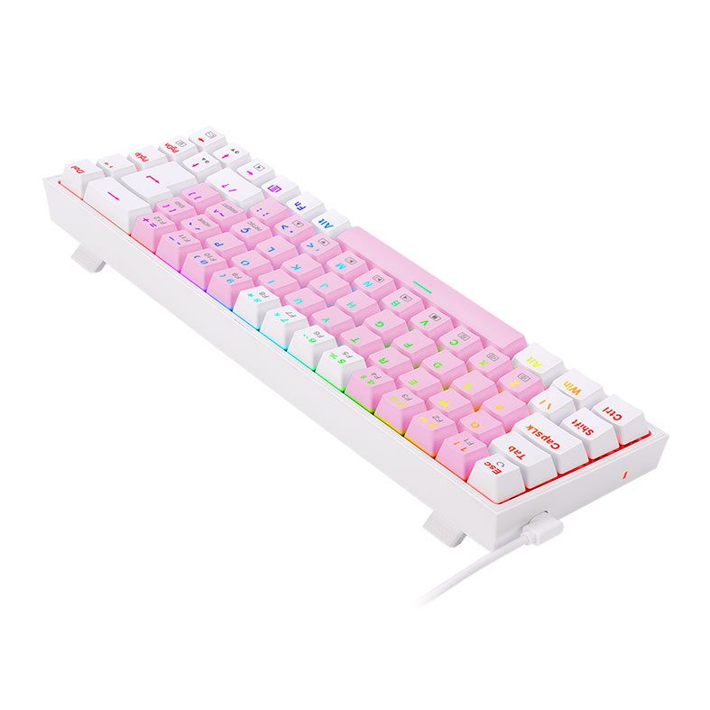Teclado Mecanico Gamer Redragon Castor, RGB, Switch Marrom, Rosa e Branco, K631PW-RGB-PT-BROWN