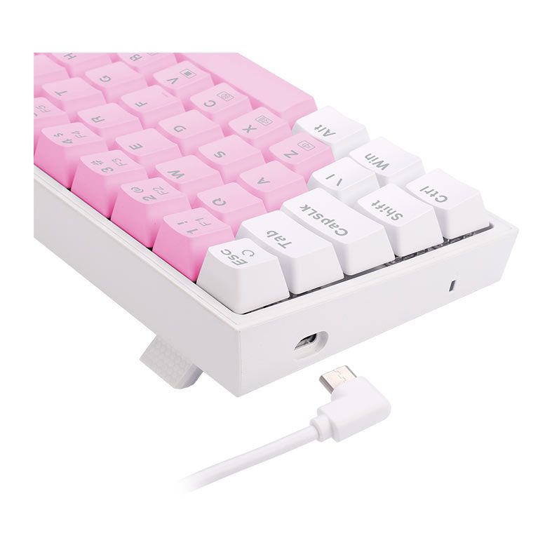 Teclado Mecanico Gamer Redragon Castor, RGB, Switch Marrom, Rosa e Branco, K631PW-RGB-PT-BROWN