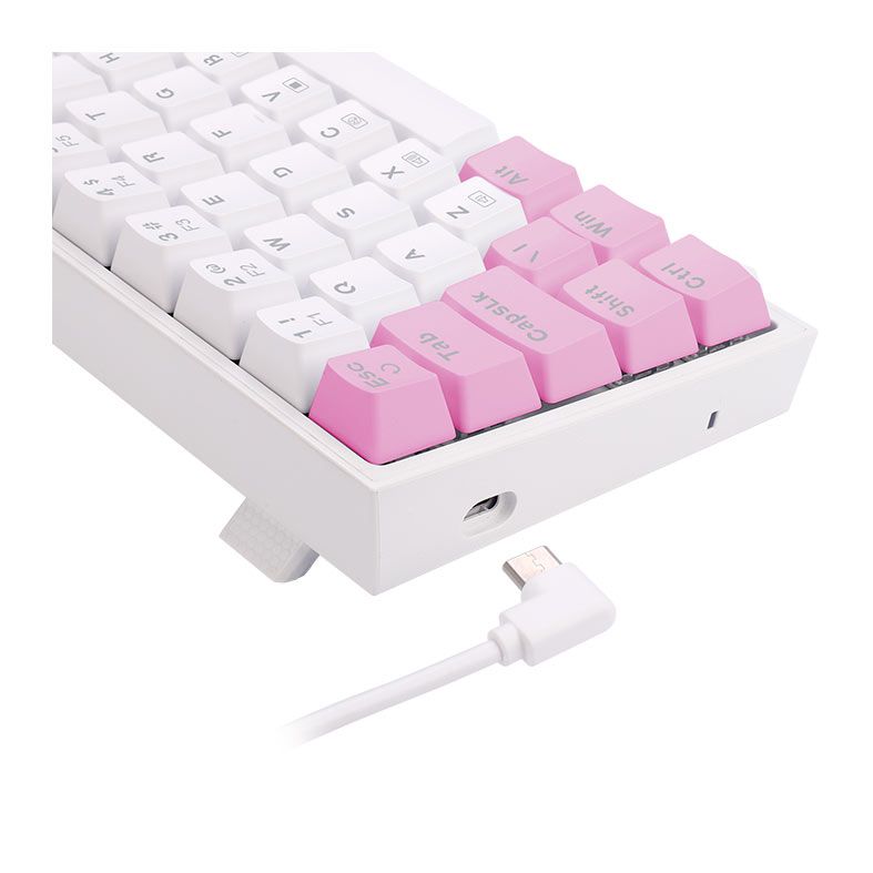 Teclado Mecanico Gamer Redragon Castor, RGB, Switch Azul, Branco e Rosa, K631WP-RGB-PT-BLUE