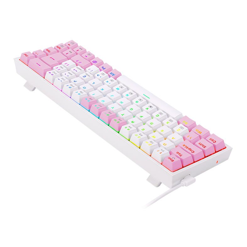 Teclado Mecanico Gamer Redragon Castor, RGB, Switch Azul, Branco e Rosa, K631WP-RGB-PT-BLUE