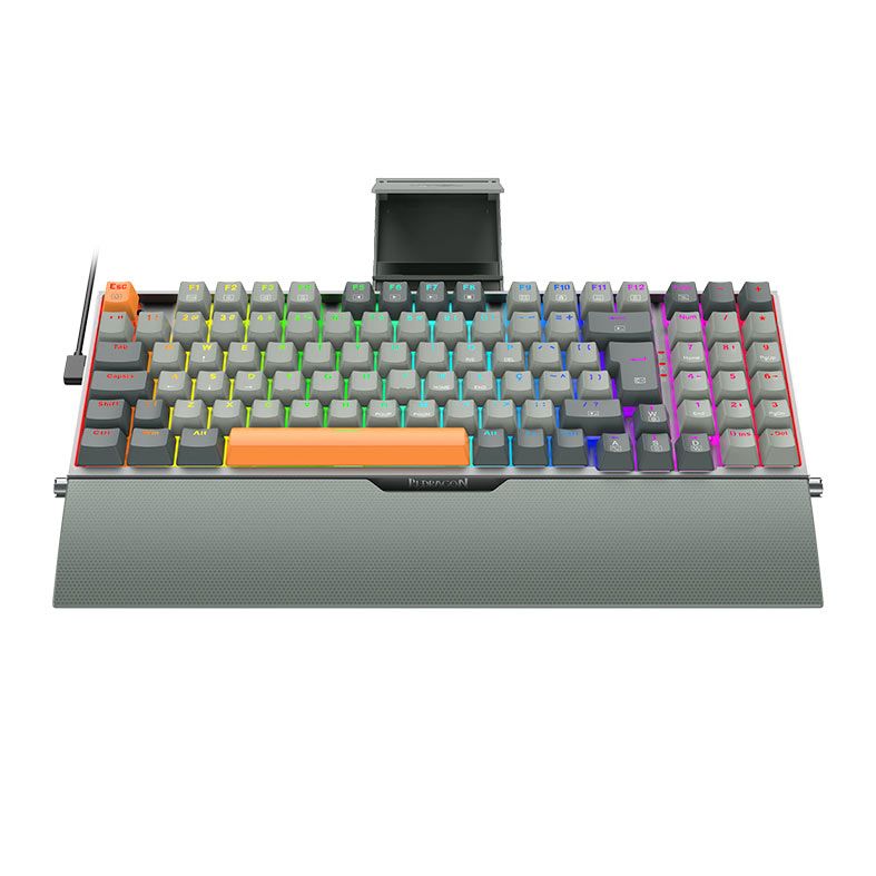 Teclado Mecanico Redragon OLAF, RGB, Switch Marrom, Preto e Cinza, K648GG-RGB-PT-BROWN