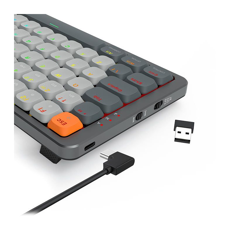 Teclado Mecanico Redragon Azure, RGB, Wireless, Switch Marrom, Preto e Cinza, K652GG-RGB-PRO