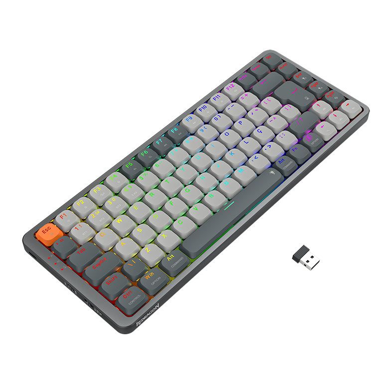 Teclado Mecanico Redragon Azure, RGB, Wireless, Switch Marrom, Preto e Cinza, K652GG-RGB-PRO
