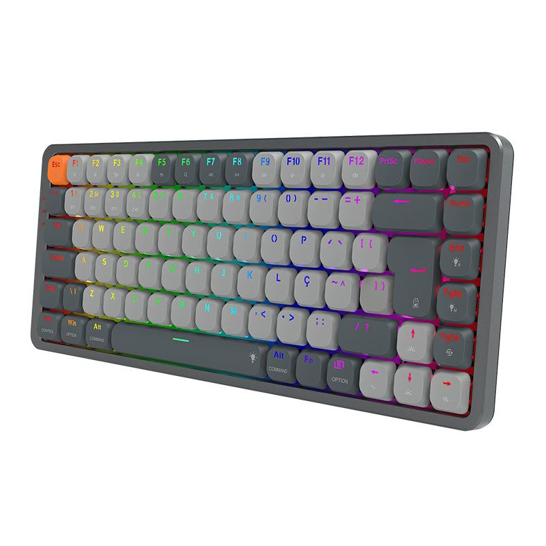 Teclado Mecanico Redragon Azure, RGB, Wireless, Switch Marrom, Preto e Cinza, K652GG-RGB-PRO