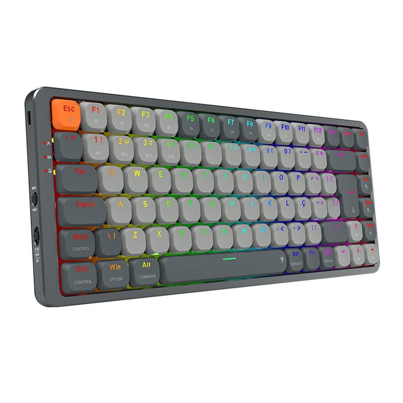 Teclado Mecanico Redragon Azure, RGB, Wireless, Switch Marrom, Preto e Cinza, K652GG-RGB-PRO