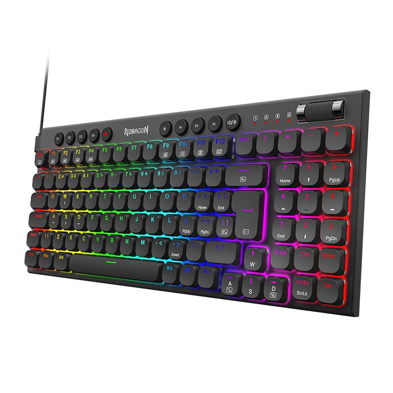 Teclado Mecanico Gamer Redragon Sion, RGB, Switch Marrom, USB, Preto, K653-RGB