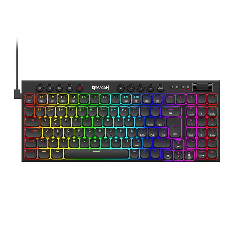 Teclado Mecanico Gamer Redragon Sion, RGB, Switch Marrom, USB, Preto, K653-RGB