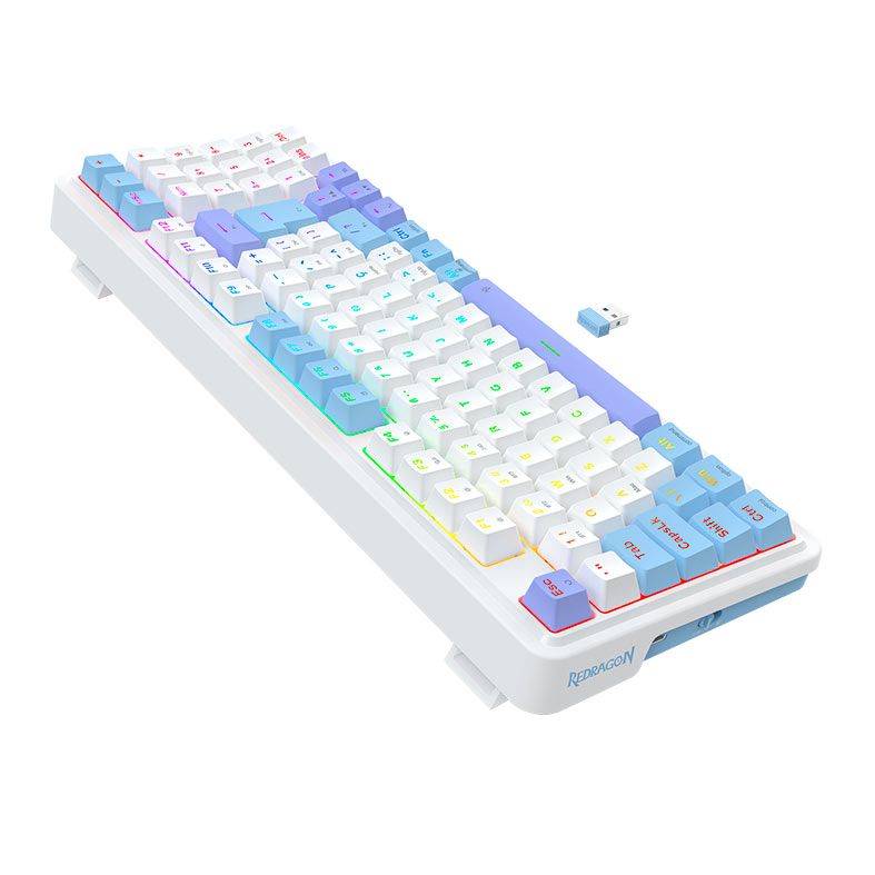 Teclado Mecanico Redragon Gloria Pro, RGB, Switch Bumblebee, Branco e Azul, K664WBP-RGB-PRO-PT-BUMBLEBEE