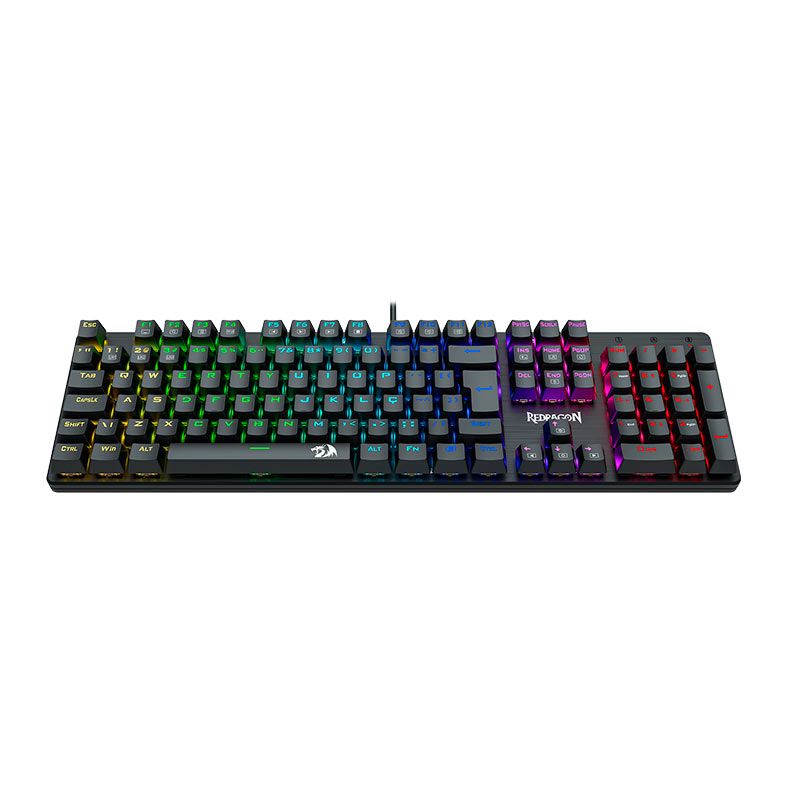 Teclado Mecanico Gamer Redragon Sindri, Rainbow, Switch Marrom, USB, Preto, K671