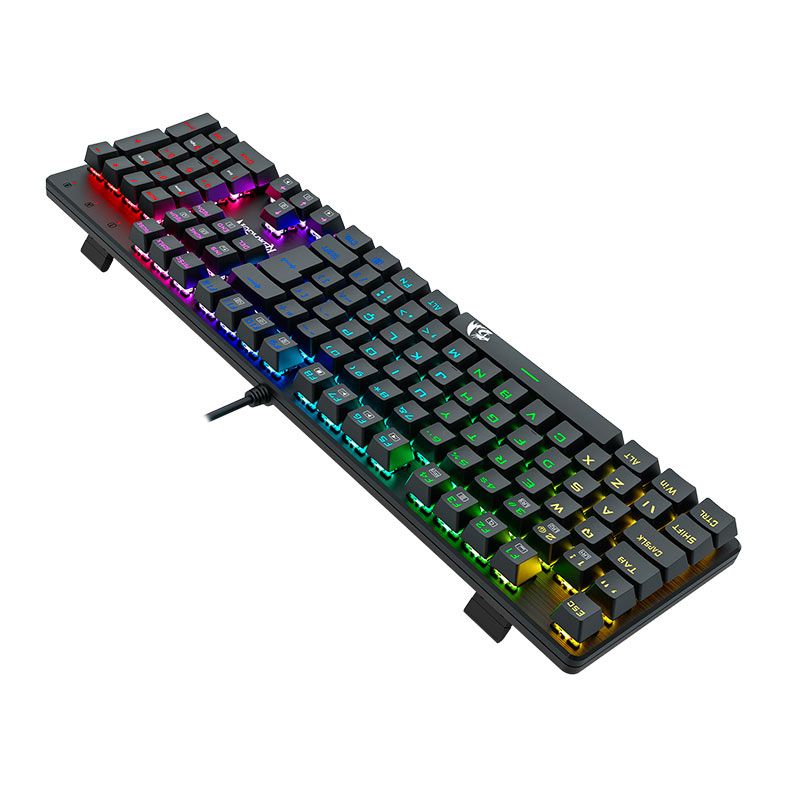 Teclado Mecanico Gamer Redragon Sindri, Rainbow, Switch Marrom, USB, Preto, K671